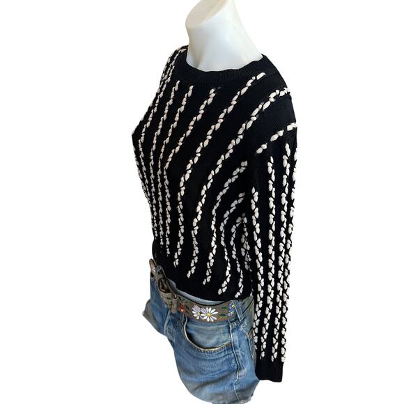 Jason Wu Black White Oversized Cable Knit Sweater MEDIUM Crew Soft Designer $380 - Picture 9 of 11